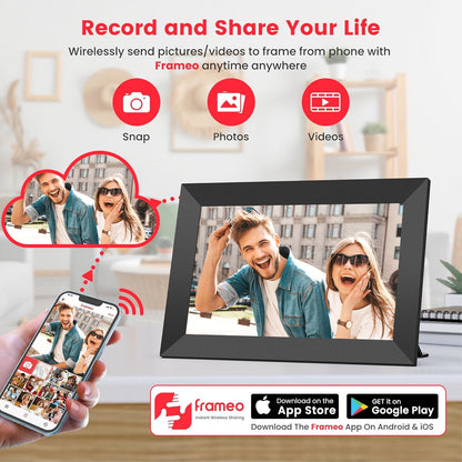 KUOSE 10.1" WiFi Digital Picture Frame with Touch Screen, Remote Upload via Frameo App Perfect Gift for Family
