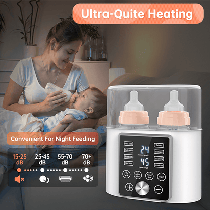 Baby Bottle Warmer Double Food Heater Defrost BPA-Free With Twins 12-in-1 Babies Fast Bottle Milk Warmer LCD Display