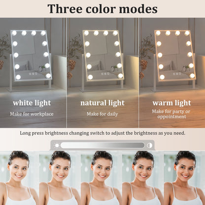 Kuose LED Makeup Mirror, with 10X Magnification Adjustable Brightness & Color Temperature, 360° Rotatable, Perfect for Makeup Artists & Home Use
