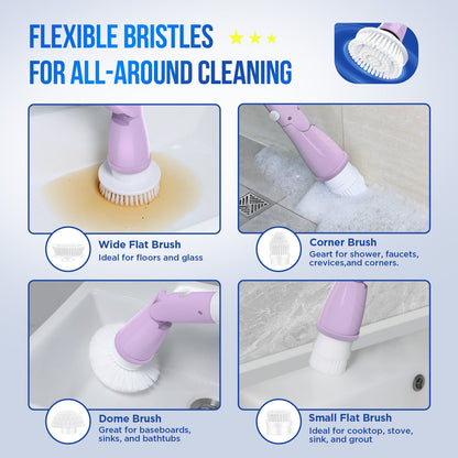 SZRSTH Electric Spin Scrubber - Cordless Cleaning Brush with Extendable Handle Power Shower Scrubber for Bathroom Kitchen Tile Floor