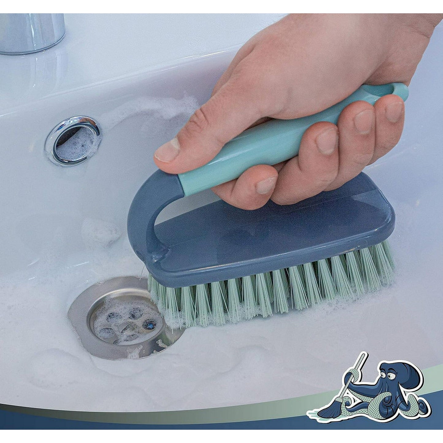 Scrub Brush, Shower Cleaning Brush, Comfort Grip & Stiff Flexible Bristles, Ideal for Cleaning Bathroom, Shower, Kitchen