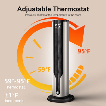 Space Heater Indoor, ATUPEN 1500W PTC Electric Heaters with Thermostat Remote, 70°Oscillation, 12H Timer, Fast Safety Ceramic Room Heater for Home Bedroom Office
