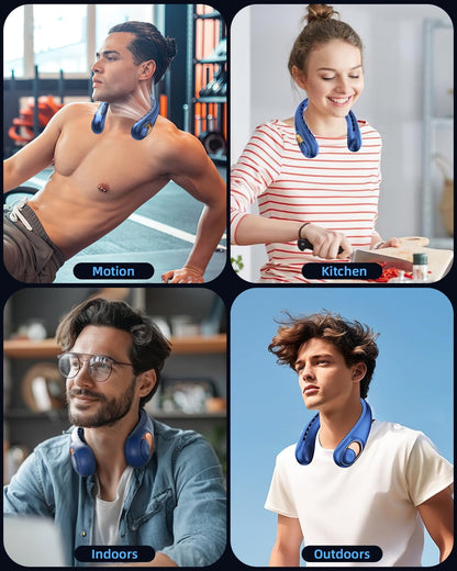 Portable Neck Fan, Hands-Free Bladeless 3 Speeds 5200 mAh Personal Fan Gift for Women Men Dad