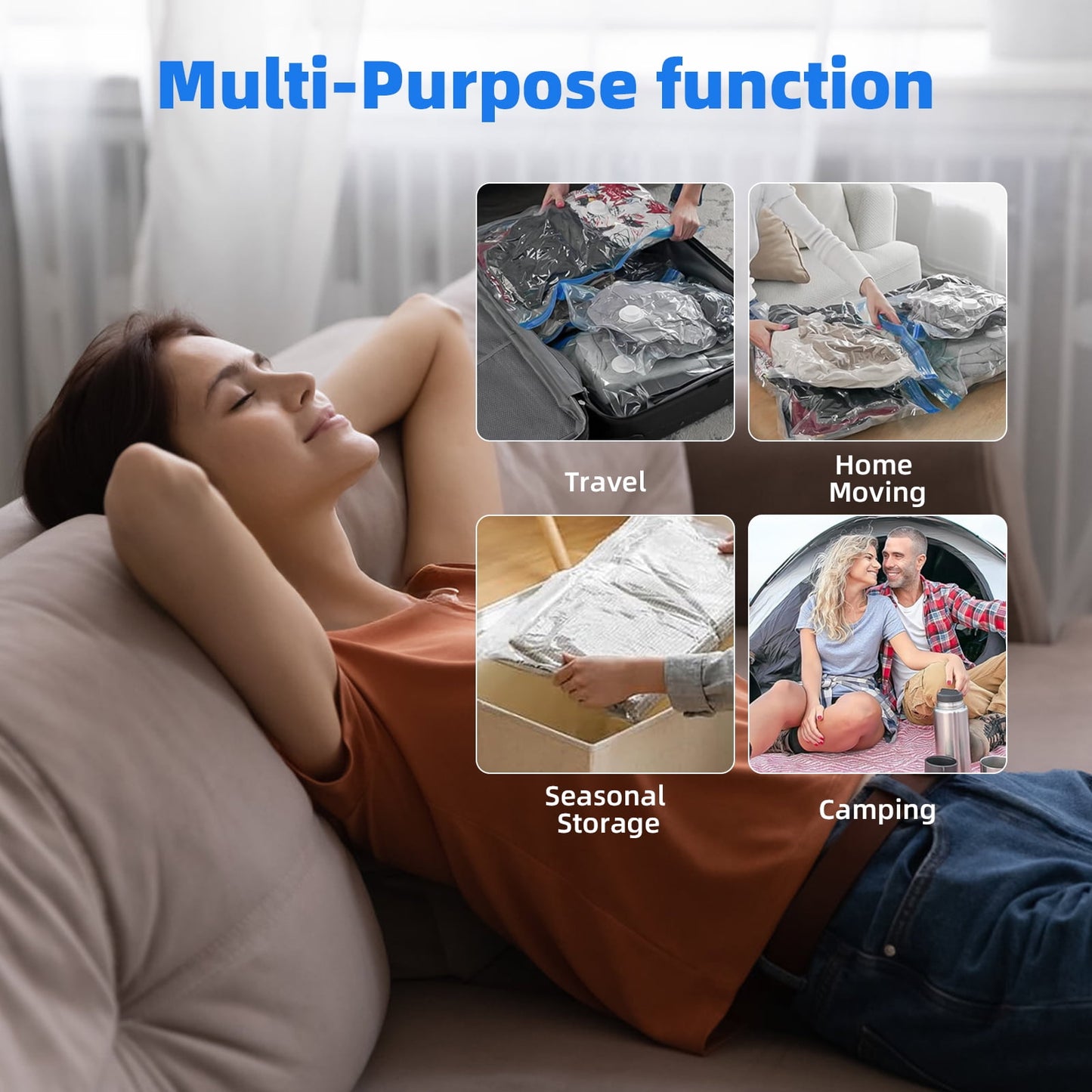 TORIO Vacuum storage bags, 20-Pack with Electric Pump Space Saving Efficient Compression Perfect for Storing Clothes, Jackets, Bedding and Travel Items