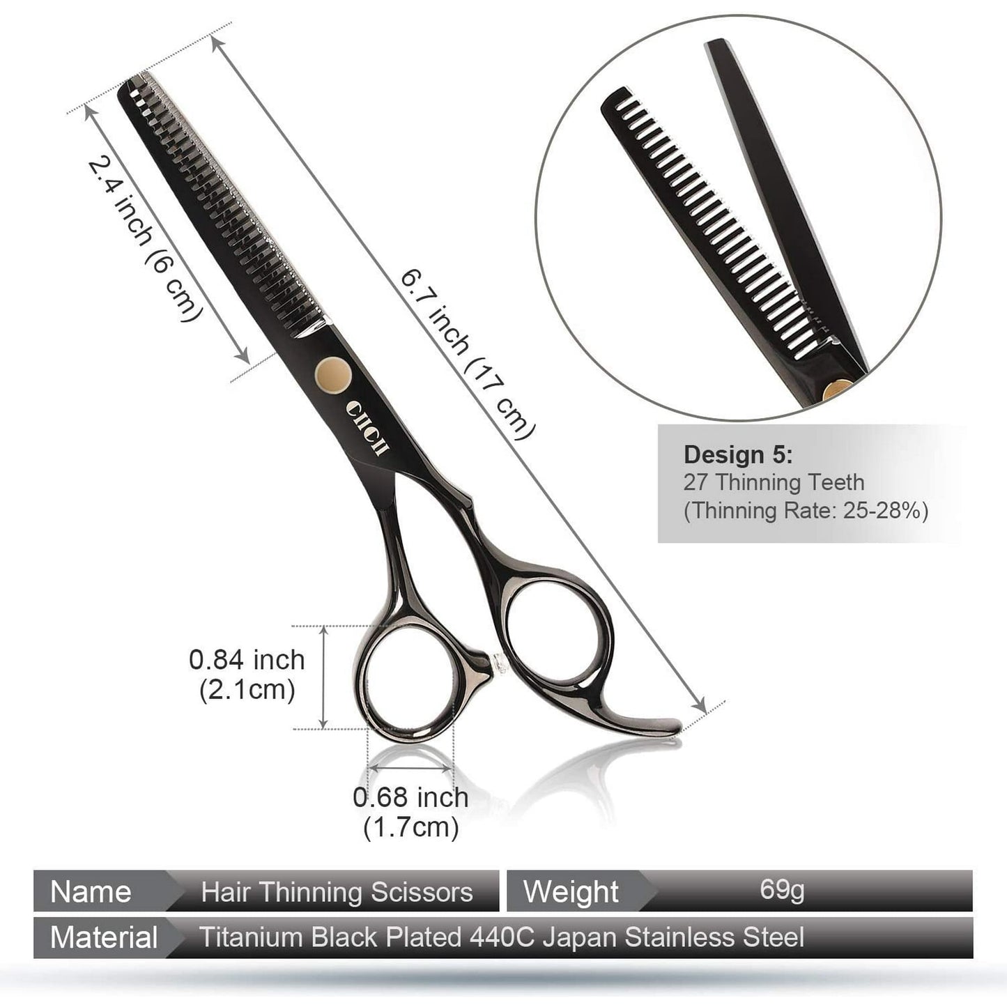 Hair Cutting Scissors Shears/Thinning/Set, 8 Pcs Professional Hairdressing Scissors Set-Black