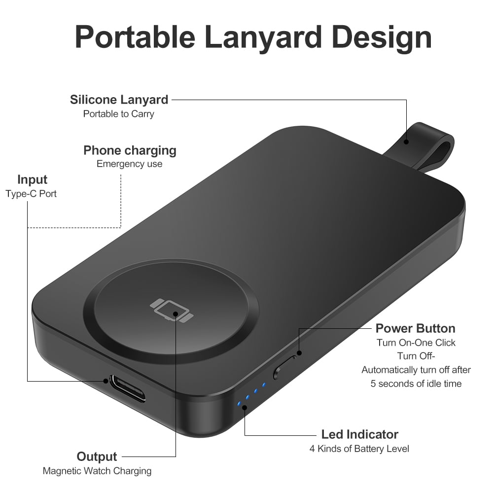 Portable Wireless Charger for Apple Watch - ETEPEHI Wireless Magnetic iWatch Charger for Apple Watch Series 10/9/8/7/6/5/4/3/2/SE/UItra 2/Ultra, 2500mAh Power Bank for Travel