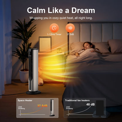 Space Heater Indoor, ATUPEN 1500W PTC Electric Heaters with Thermostat Remote, 70°Oscillation, 12H Timer, Fast Safety Ceramic Room Heater for Home Bedroom Office