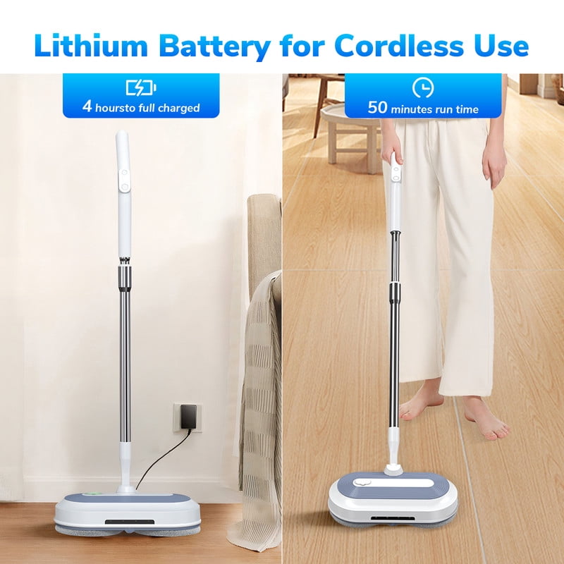 Cordless Electric Mop for Home, Electric Spin Mop with LED Headlights & 200ml Water Tank, Up to 50mins Working Time