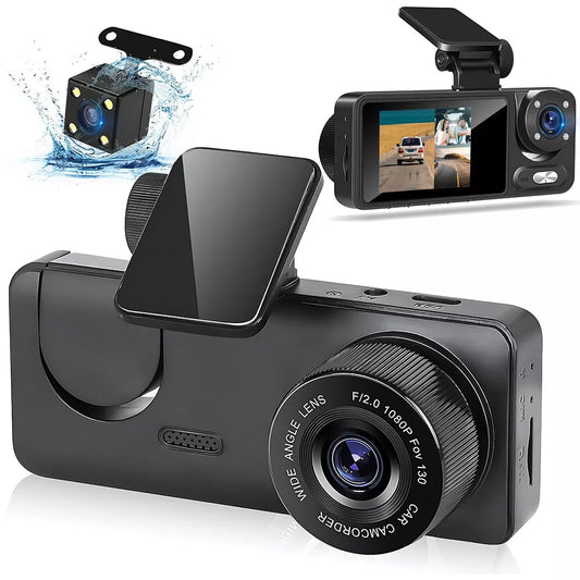 170¡ã FHD Dash Camera 3 Channel Dash Cam Front and Rear with Free 64GB SD Card