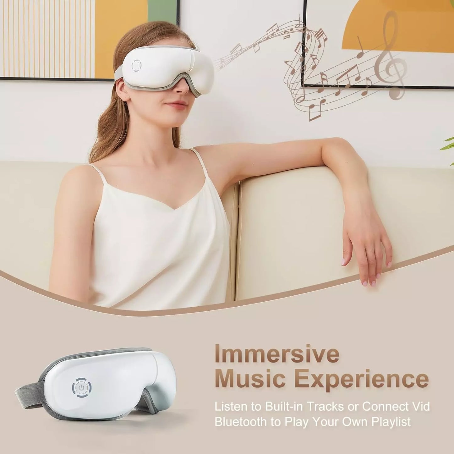 Eye Massager with Heat, Heated Eye Mask with Bluetooth Music, Massages Eye Muscl