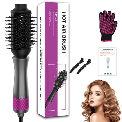 Hair Dryer Brush,4 in 1 Ceramic Oval Barrel Straightener,Hot Air Brush for All Hair Types