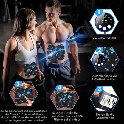 EMS Muscle Stimulator Abs Stimulator Full Body Ab/Arm/Hip Trainer 8 Modes 19 Intensities Abs Trainer Electronic Toning Belts home workout equipment for Abdomen/Waist/Leg/Arm/Hip