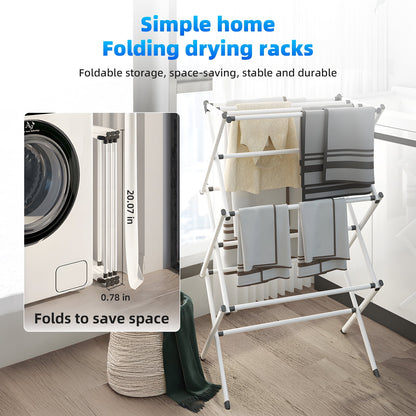 TORIO Foldable Clothes Drying Rack, Space-Saving, Durable, Adjustable, Ideal for Apartments & Dorms