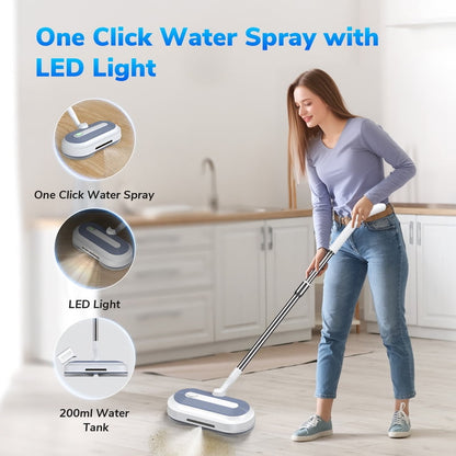 Cordless Electric Mop for Home, Electric Spin Mop with LED Headlights & 200ml Water Tank, Up to 50mins Working Time