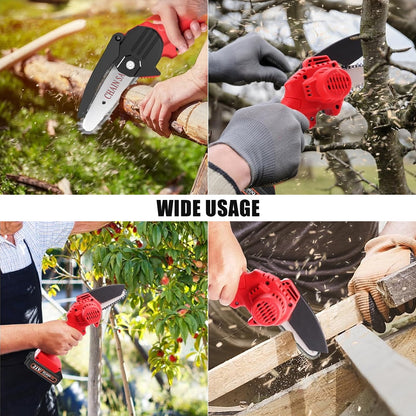ATUPEN Mini 4” Battery Powered Chainsaw, 21V 1500mAh, Cordless, Lightweight, Safety Features