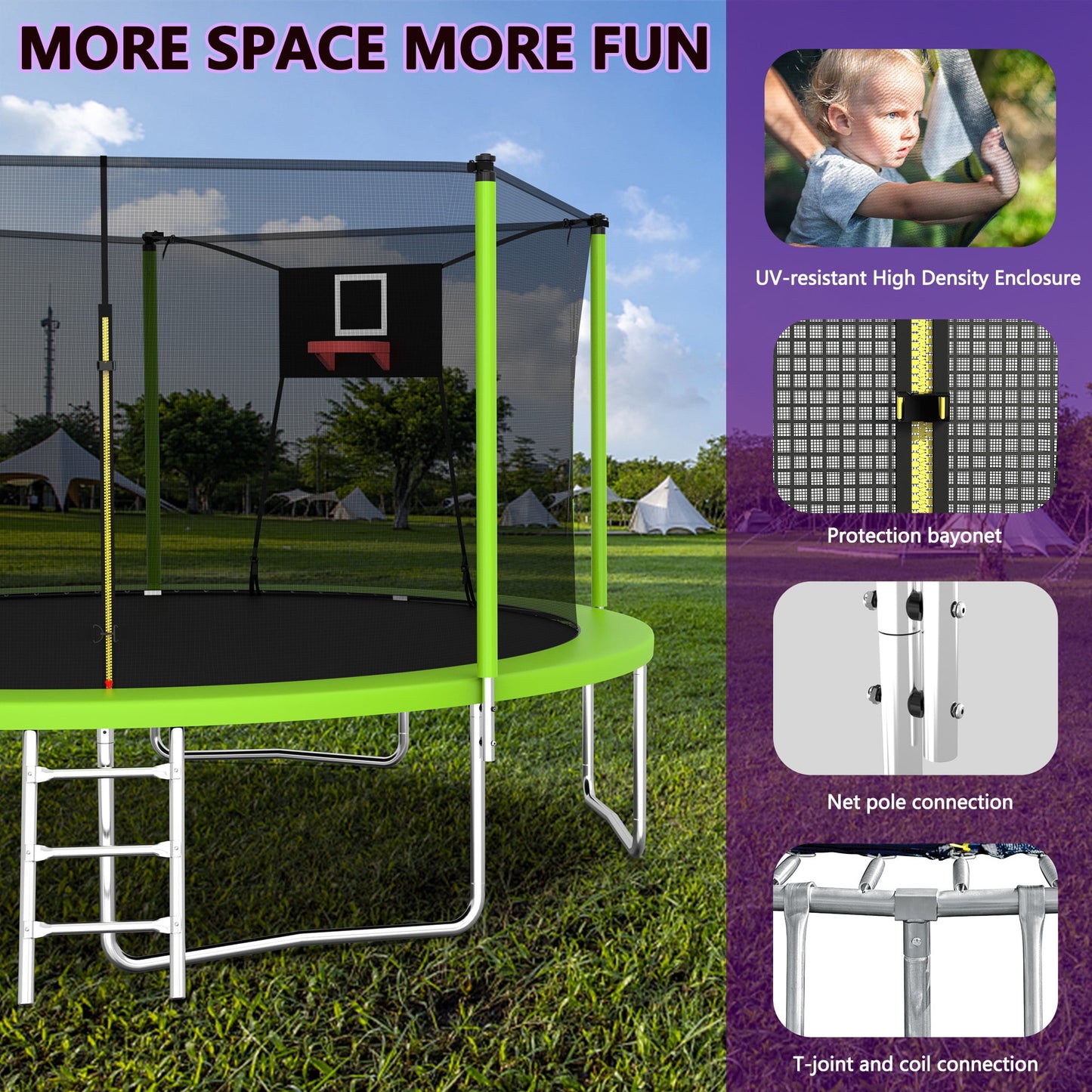 Recreational Kids Trampoline W/Swing Safety Enclosure Indoor/Outdoor Orange