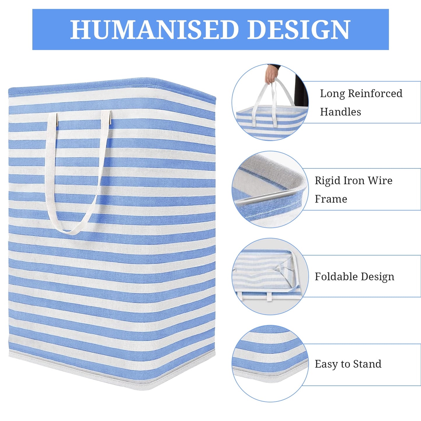 KUOSE Laundry Basket, 2-Pack 72L Large Capacity Collapsible Laundry Hamper Waterproof for Home,Dorm Clothes Toy Storage