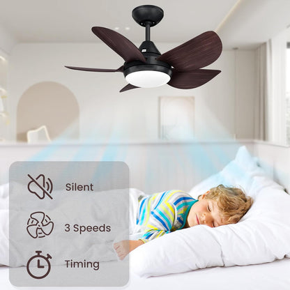 Ceiling Fans with Lights 22 inch Quiet Ceiling Fan Large Airflow Remote Control 3 Color Temperature for Bedroom Kitchen Dining Room Patio