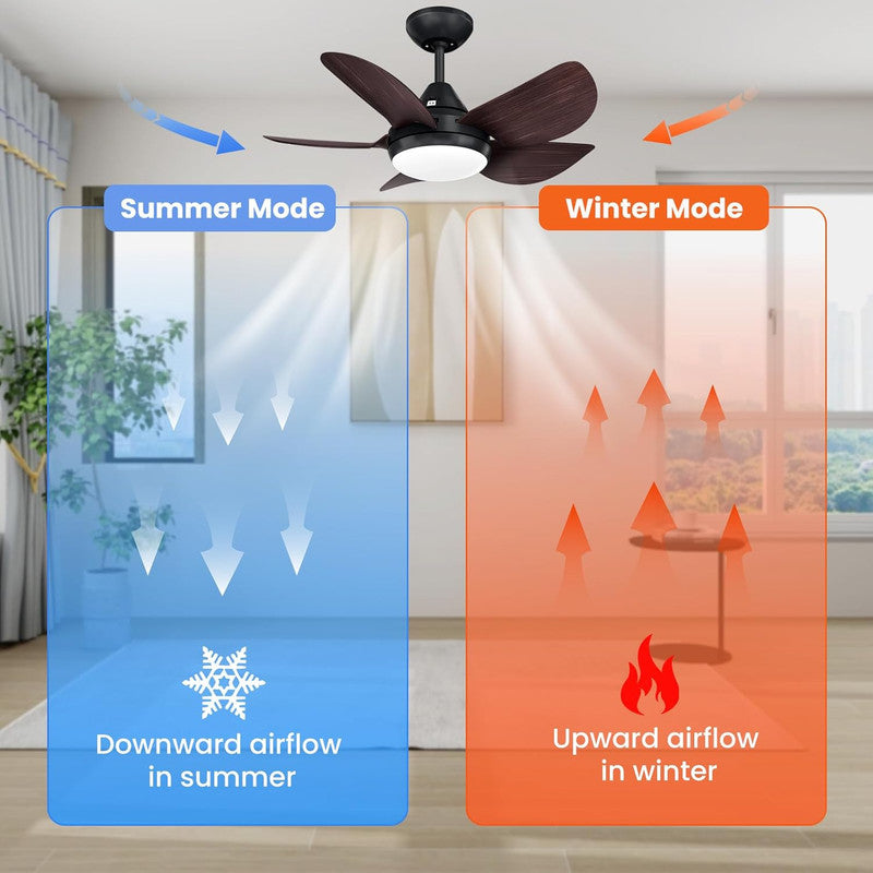 Ceiling Fans with Lights 22 inch Quiet Ceiling Fan Large Airflow Remote Control 3 Color Temperature for Bedroom Kitchen Dining Room Patio