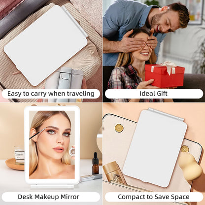 TORIO Portable Makeup Mirror with 72 LED Lights, USB Rechargeable, 3 Adjustable Light Settings – Perfect for Travel, Home, and Makeup Application