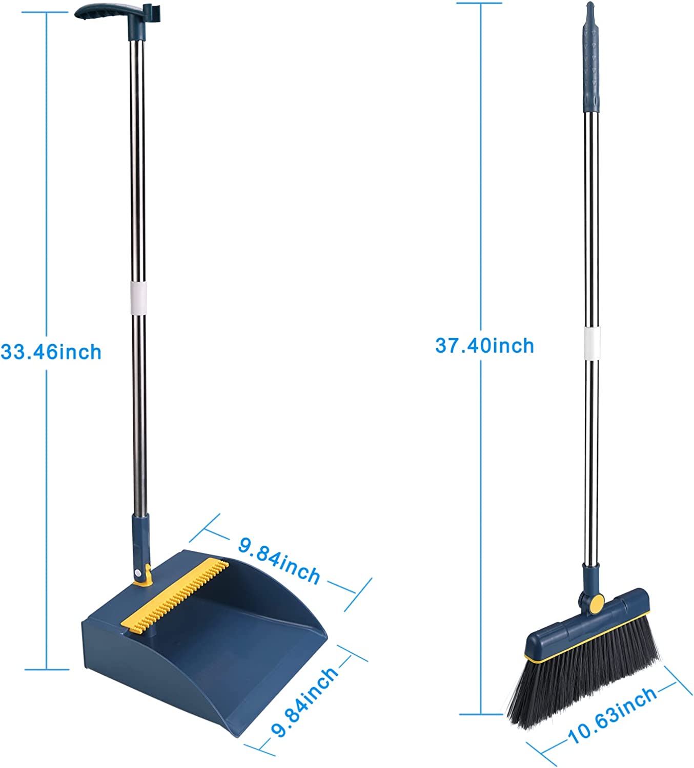 Broom and Dustpan Set for Home,Dustpan and Broom Set with 33 inch Long Handle for Home Kitchen Room Office Lobby Floor Use Upright Stand Up Broom and Dustpan Set for Home