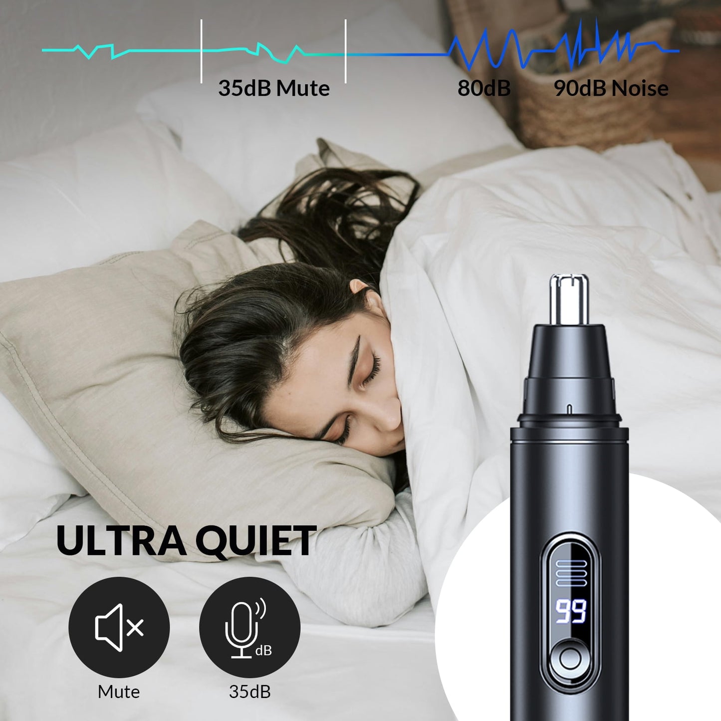 Ear and Nose Hair Trimmer for Men Women, Painless USB Rechargeable Nose Hair Trimmer Clipper, Waterproof Dual Edge Blades Nasal Trimmer Nose Clippers for Easy Cleansing (Black)
