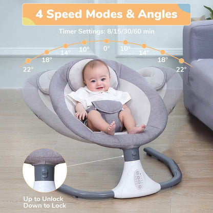 Kailwokk Electric Baby Swing for Infants, Portable Infant Swing with App Remote Bluetooth Control, 4 Sway Speeds, 12 Lullabies(Gray)