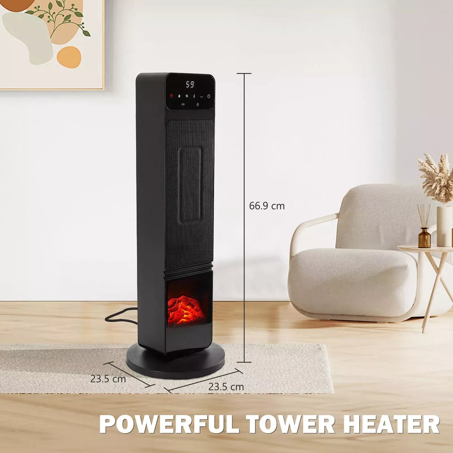 Space Heater Electric Tower Heater Adjustable Thermostat Timer Remote Control