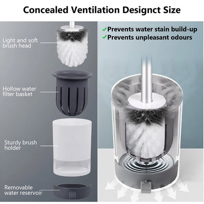 Toilet Brush and Holder, Nylon Bristles Bathroom Scrubber Cleaner Brush with Holder