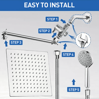 10" Rain Shower Head, Handheld Spray Combo 5 Settings Adjustable High Pressure Dual Showerhead Silver Chrome