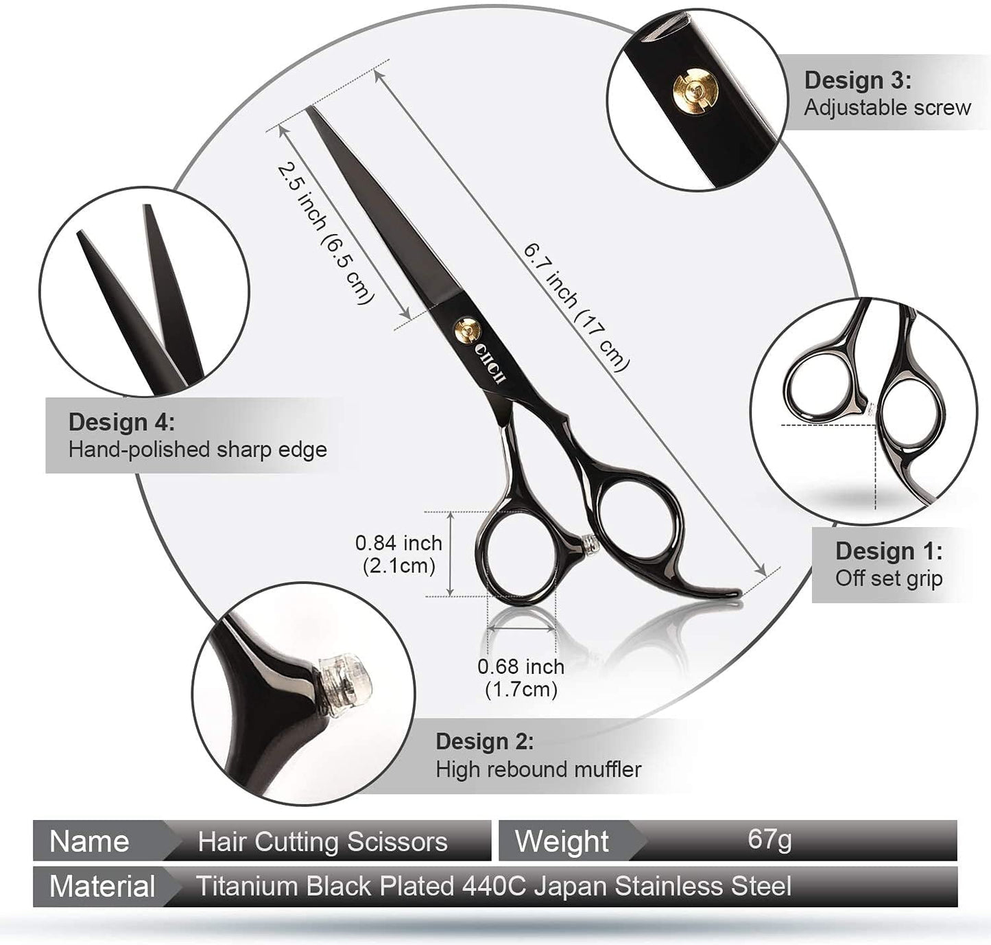 Hair Cutting Scissors Shears/Thinning/Set, 8 Pcs Professional Hairdressing Scissors Set-Black