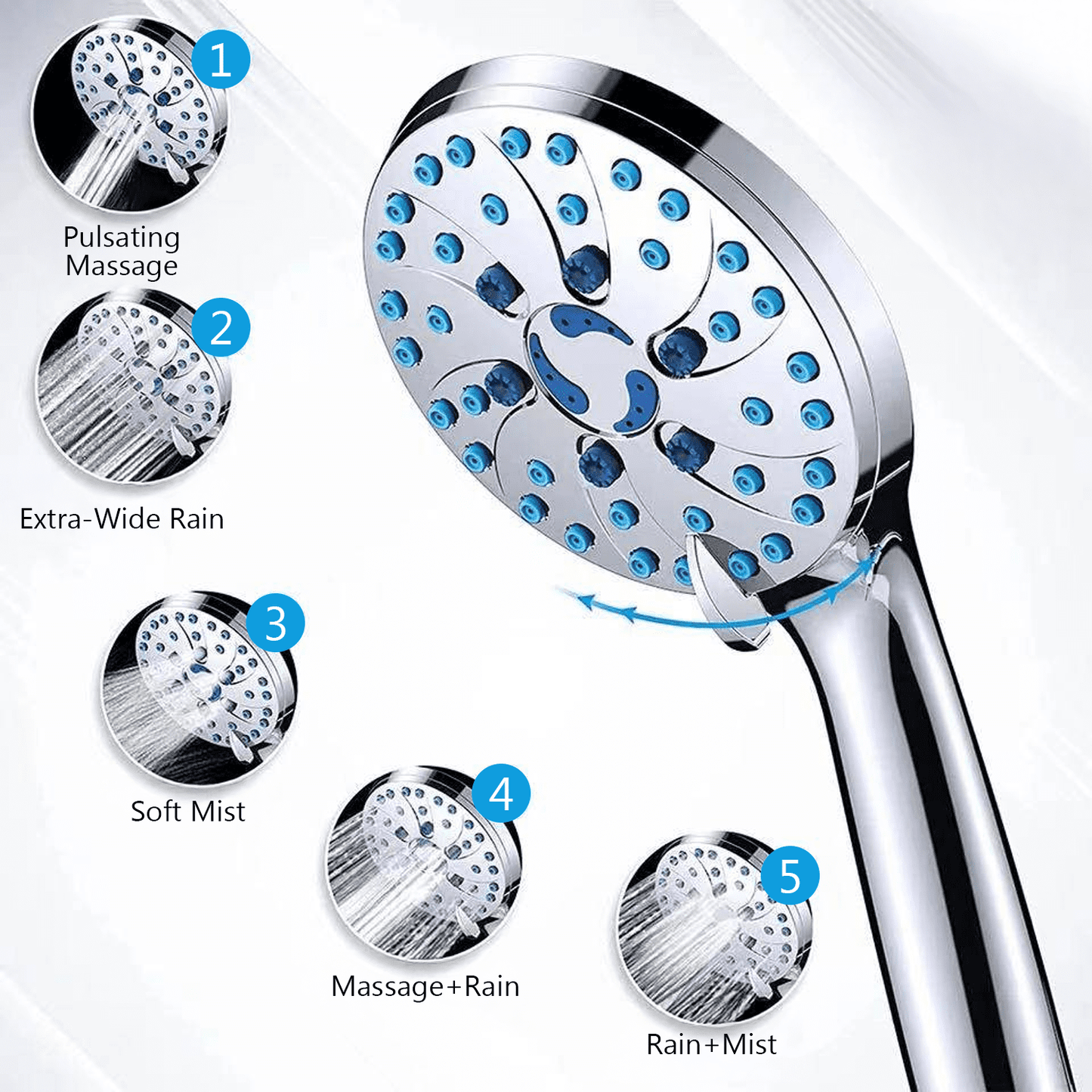ATUPEN 4'' Shower Head with Handheld,High Pressure 7 Spray Mode Chrome Showerhead Clean Tub,Tile & Pets