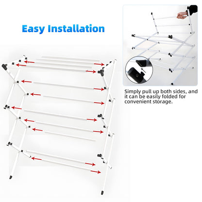 TORIO Foldable Clothes Drying Rack, Space-Saving, Durable, Adjustable, Ideal for Apartments & Dorms