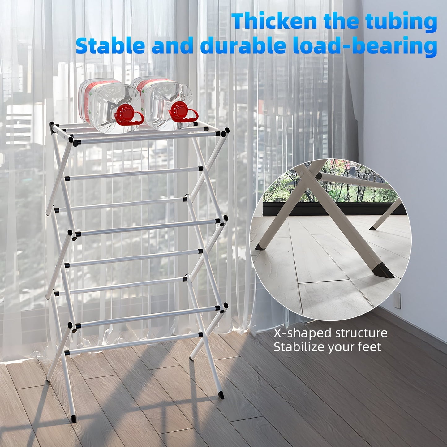 TORIO Foldable Clothes Drying Rack, Space-Saving, Durable, Adjustable, Ideal for Apartments & Dorms