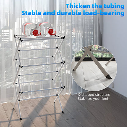 TORIO Foldable Clothes Drying Rack, Space-Saving, Durable, Adjustable, Ideal for Apartments & Dorms
