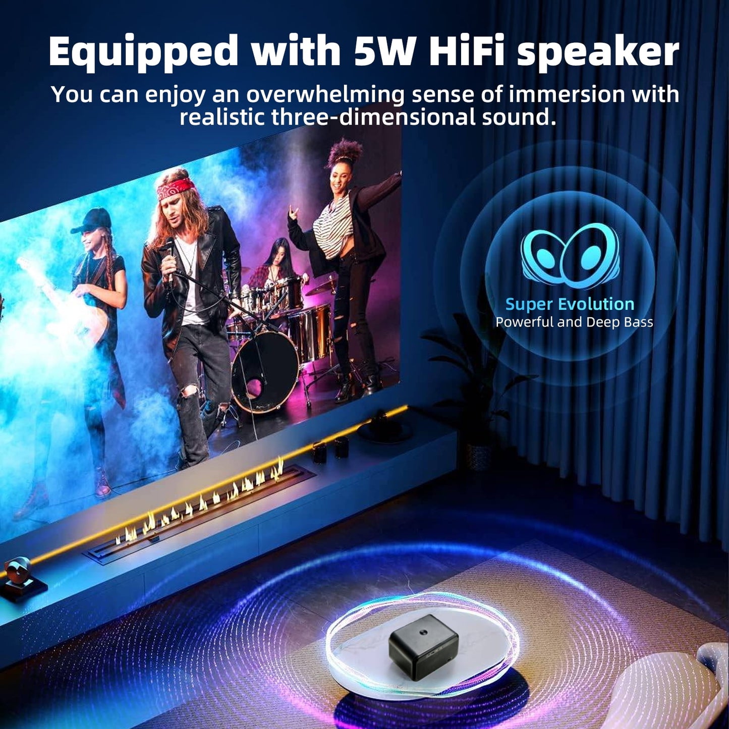 AMBLER 4K Projector with WiFi and Bluetooth, 20000L Native 1080P Outdoor Portable Movie Video Projector