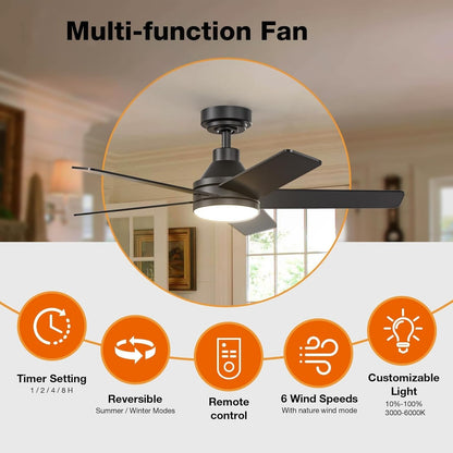 56" Wood Ceiling Fans, with 3 Solid Wood Blades, Wooden Ceiling Fan for Indoor and Outdoor use, Suitable for Living Room, Dining Room, Patio and More.