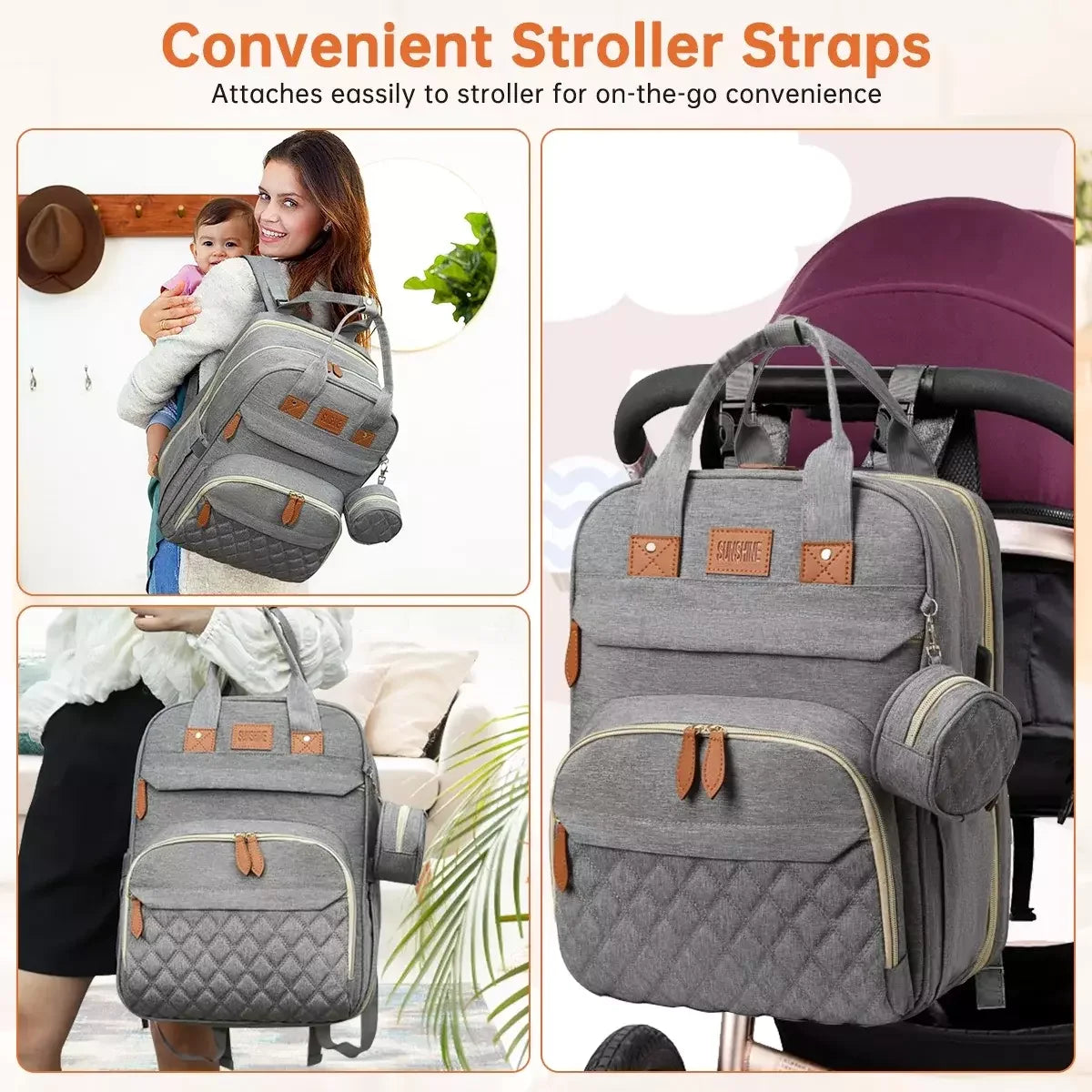 Diaper Bag Backpack, Multifunction Baby Diaper Bag with Changing Station, Large