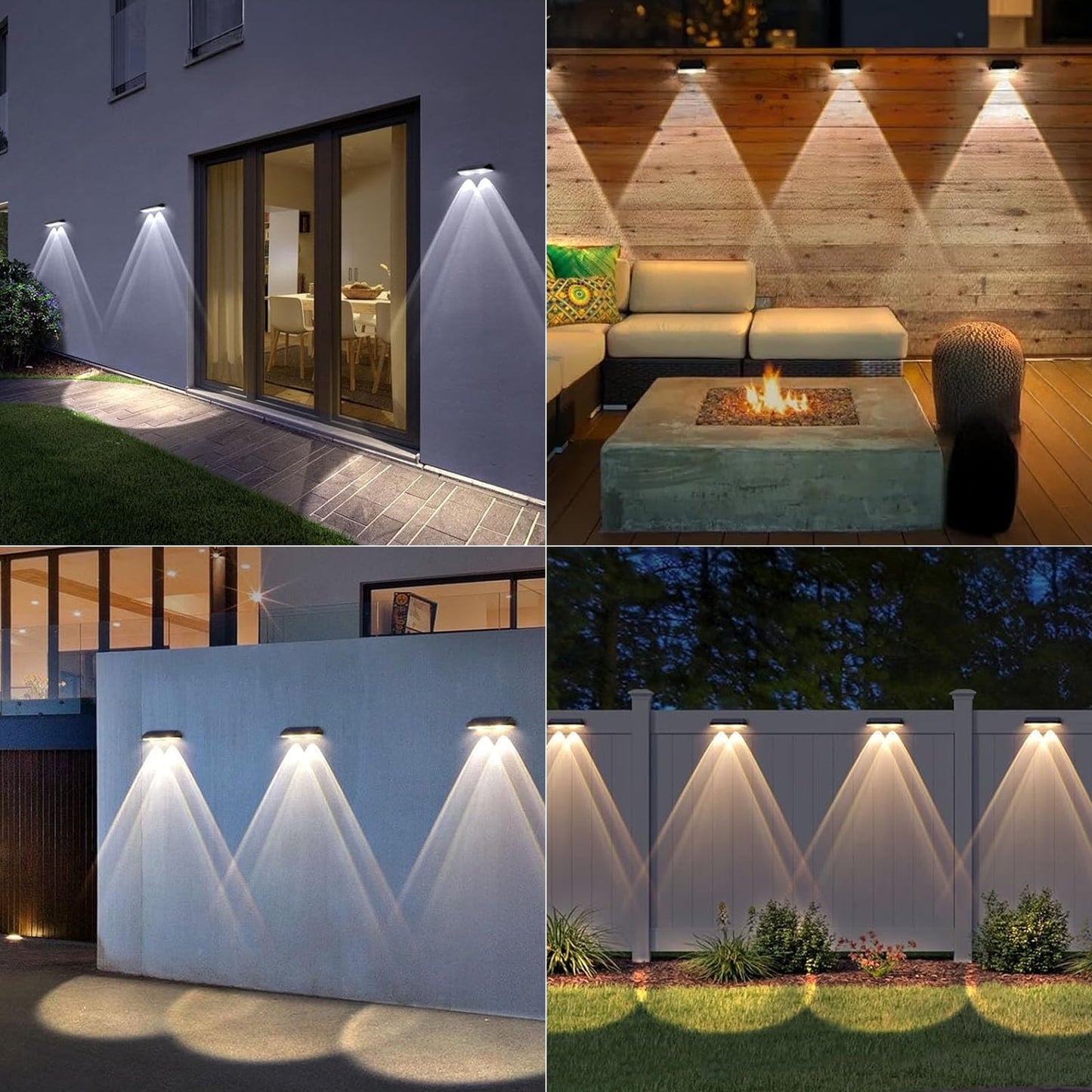 Solar Fence Lights Outdoor - Waterproof 3 Mode Solar Deck Lights for Outside Yard Railing Step Patio Stair and Wall (6 pack)