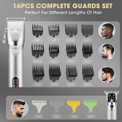 Professional Hair Clippers Electric Razor Shavers Men 3 Piece Set Rechargeable Clippers and Trimmers Beard Trimmer Barber Kit with Travel Case Clippers for Hair Cutting Gifts for him