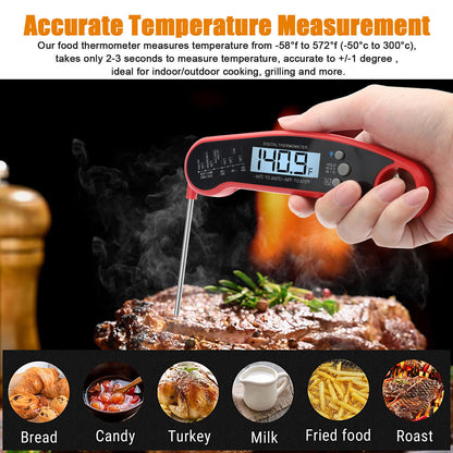 Meat Thermometer - Kitchen Meat Thermometer Digital with LCD Backlight and Motion Sensing, Waterproof Food Thermometer