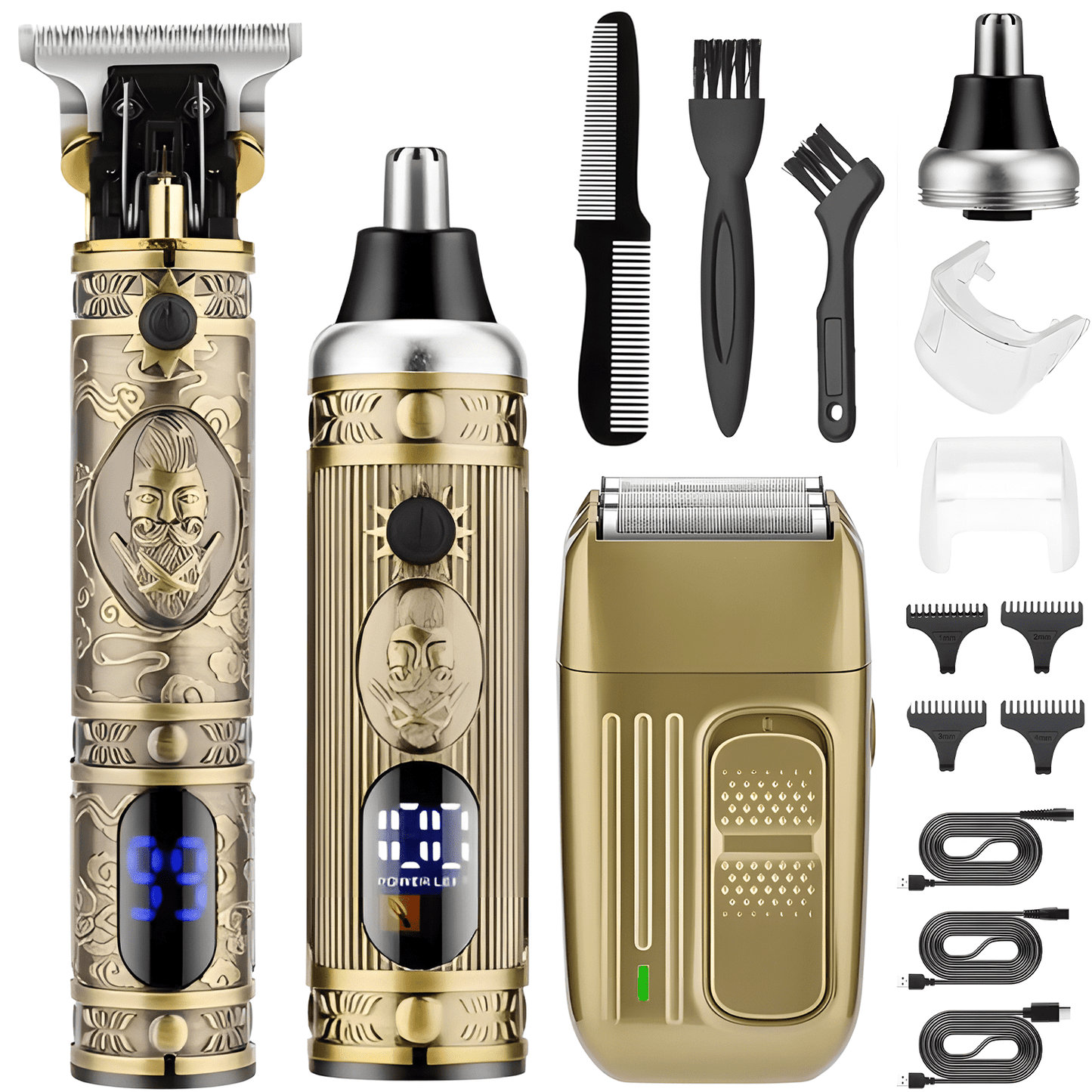 3 In 1 Beard Trimmer Sets For Men - Cordless Beard Trimmer For Men, Hair Clippers, Nose Hair Trimmer Kit - Gifts For Him, For Barbers