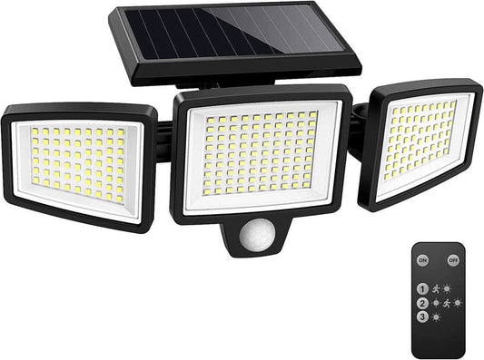 3 Motion Sensor Lights270° Wide Angle Floodlight w/ 3 Modes (1 Pack)Solar Outdoor Lights 2500LM 210 LED Safety Lights w/Remote ControlIP65 Waterproof