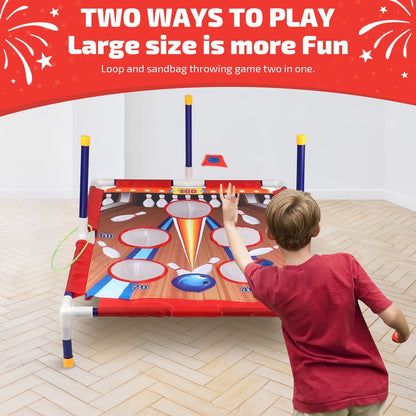 Absoke Bean Bag Toss Game for Kids, 2-in-1 Cornhole Game Loop & Sandbag Outdoor Toys for Kids Ages 3-8