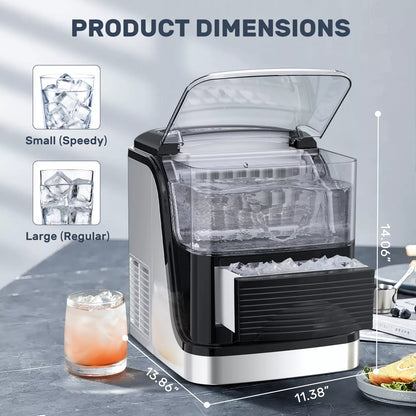 Ice Maker Machine, 2 Ice Size, 33 Lbs/Day, 24 Pcs Ice Cube Per Cycle