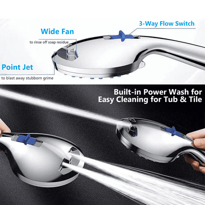 ATUPEN 4'' Shower Head with Handheld,High Pressure 7 Spray Mode Chrome Showerhead Clean Tub,Tile & Pets