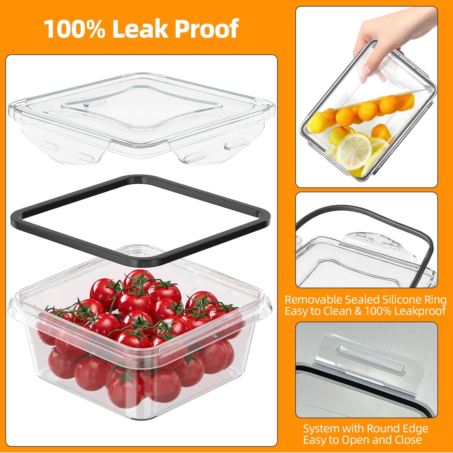 ATUPEN 50 Pcs Food Storage Containers with Lids, Meal Prep Plastic Container Pantry & Kitchen Organization(24 Containers + 24 Lids)