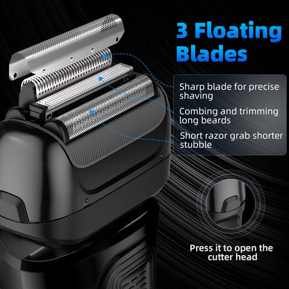 Electric Razor for Men - Cordless Foil Shaver with Pop-Up Trimmer, Lightweight Handheld Design Hair Trimmer with LED Display