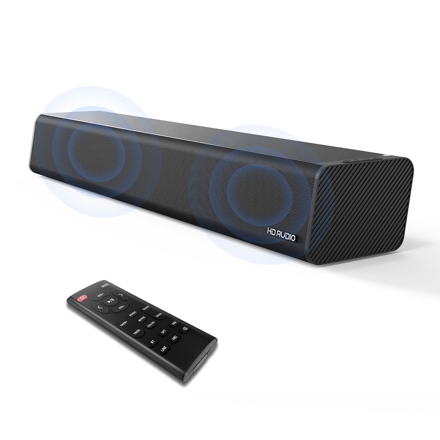 ETEPEHI Sound Bar for TV - 5.3 Bluetooth Soundbar Speaker with Bluetooth/Optical/AUX Connection for PC/Gaming/ /Projectors, 16"
