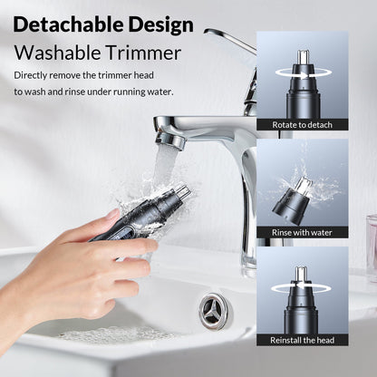 Ear and Nose Hair Trimmer for Men Women, Painless USB Rechargeable Nose Hair Trimmer Clipper, Waterproof Dual Edge Blades Nasal Trimmer Nose Clippers for Easy Cleansing (Black)